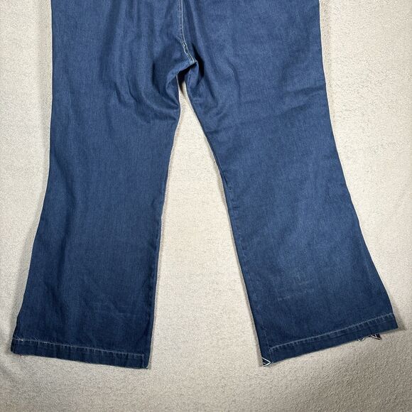 Cindy Ambuehl Women Plus Size 3X Blue Jeans Wide Leg Flare Slit Ankle Floral Y2K - Picture 12 of 12